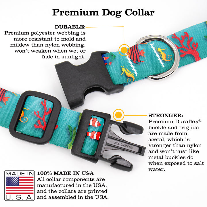 Buttonsmith Tropical Fish Dog Collar - Made in the USA - Buttonsmith Inc.