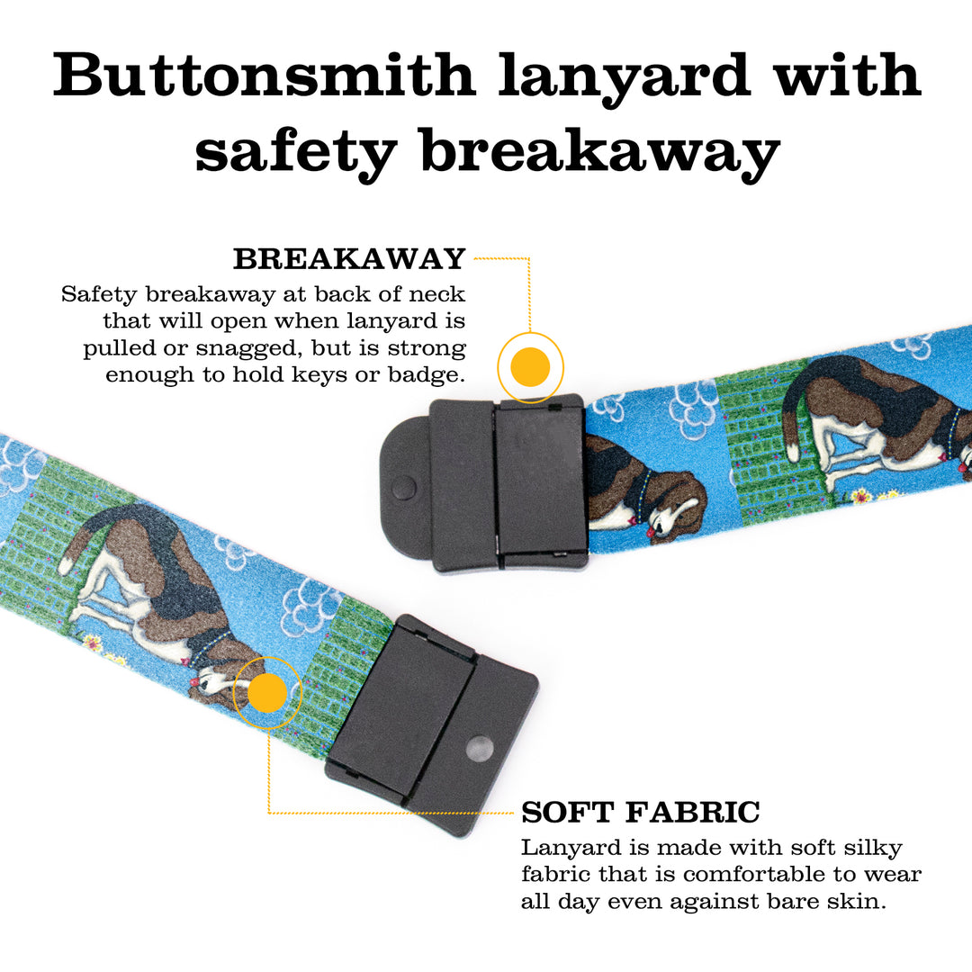 Buttonsmith Dog Breakaway Lanyard - with Buckle and Flat Ring - Based on Rebecca McGovern Art - Officially Licensed - Made in the USA - Buttonsmith Inc.