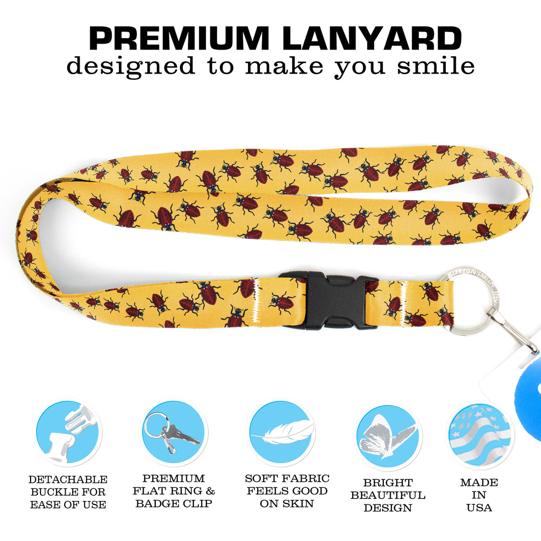 Buttonsmith Ladybugs Premium Lanyard - with Buckle and Flat Ring - Based on Rebecca McGovern Art - Officially Licensed - Made in the USA - Buttonsmith Inc.