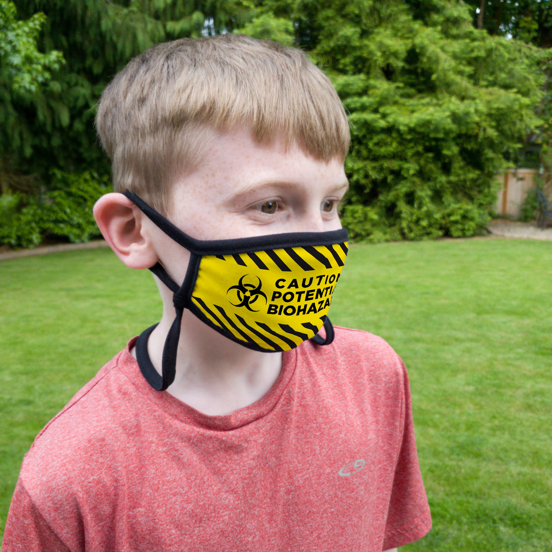 Buttonsmith Caution Tape Adult Adjustable Face Mask with Filter Pocket - Made in the USA - Buttonsmith Inc.