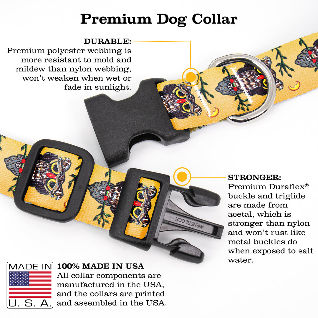 Buttonsmith McGovern Owl Dog Collar - Made in the USA - Buttonsmith Inc.