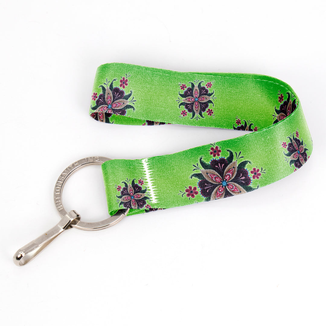 Buttonsmith Purple Rosemaling Wristlet Key Chain Lanyard - Short Length with Flat Key Ring and Clip - Based on Rebecca McGovern Art - Officially Licensed - Made in the USA - Buttonsmith Inc.