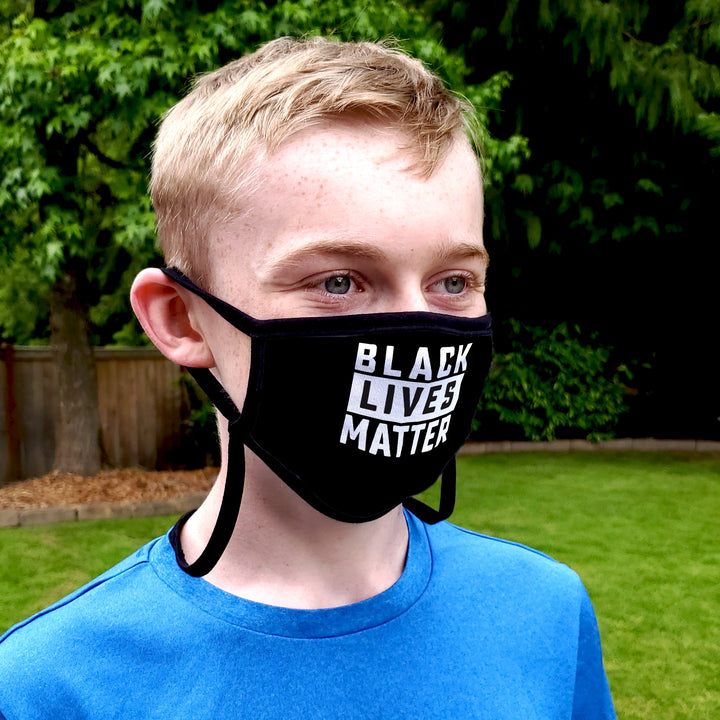 Buttonsmith Black Lives Matter Youth Adjustable Face Mask with Filter Pocket - Made in the USA - Buttonsmith Inc.