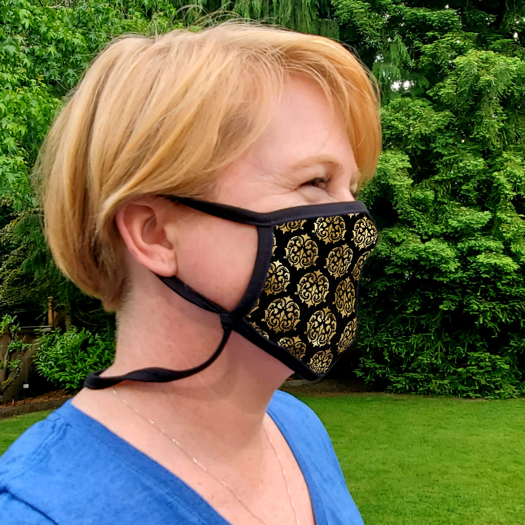 Buttonsmith Damask Youth Adjustable Face Mask with Filter Pocket - Made in the USA - Buttonsmith Inc.