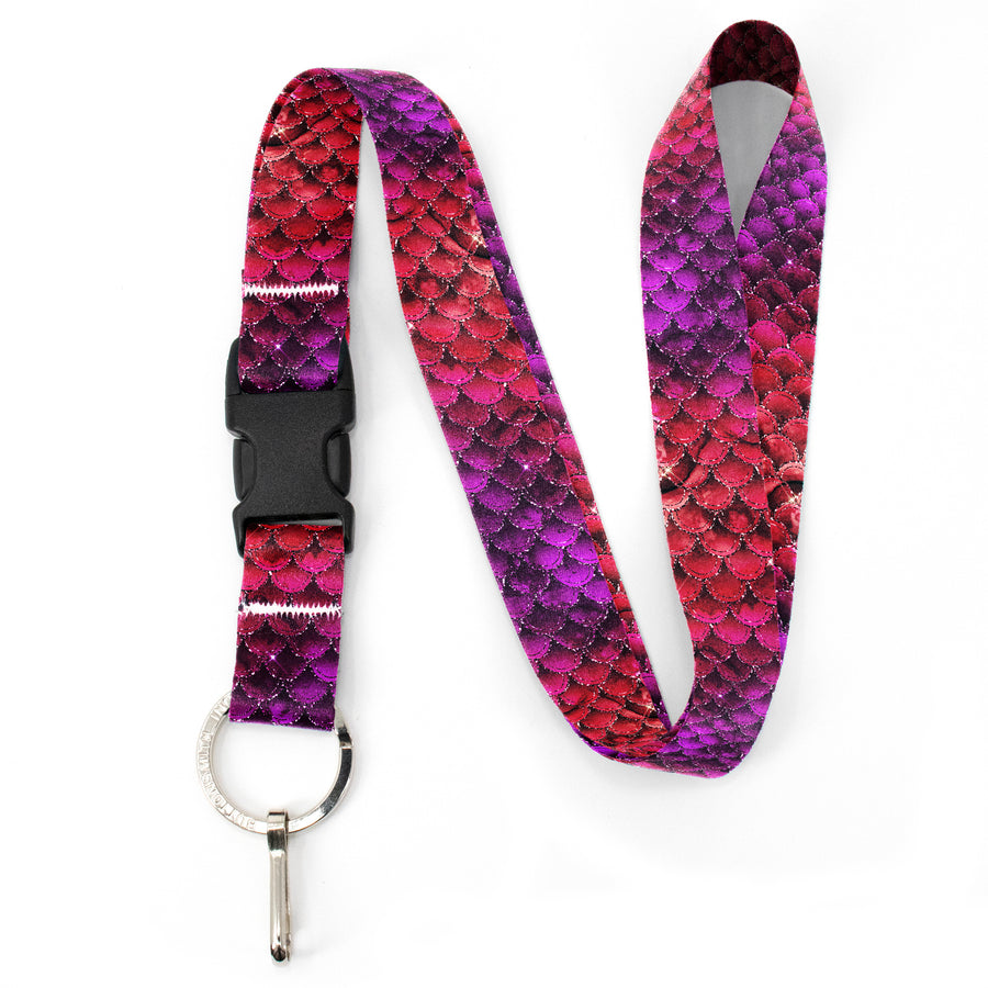 Buttonsmith Pink Mermaid Scales Premium Lanyard - with Buckle and Flat Ring - Made in the USA - Buttonsmith Inc.