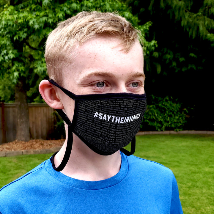 Buttonsmith Say Their Names Adult Adjustable Face Mask with Filter Pocket - Made in the USA - Buttonsmith Inc.