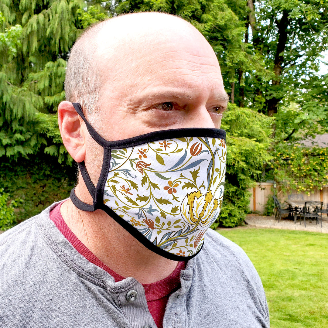 Buttonsmith William Morris Flora Adult Adjustable Face Mask with Filter Pocket - Made in the USA - Buttonsmith Inc.