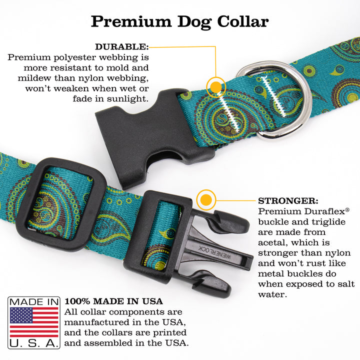 Buttonsmith Paisley Dog Collar - Made in the USA - Buttonsmith Inc.