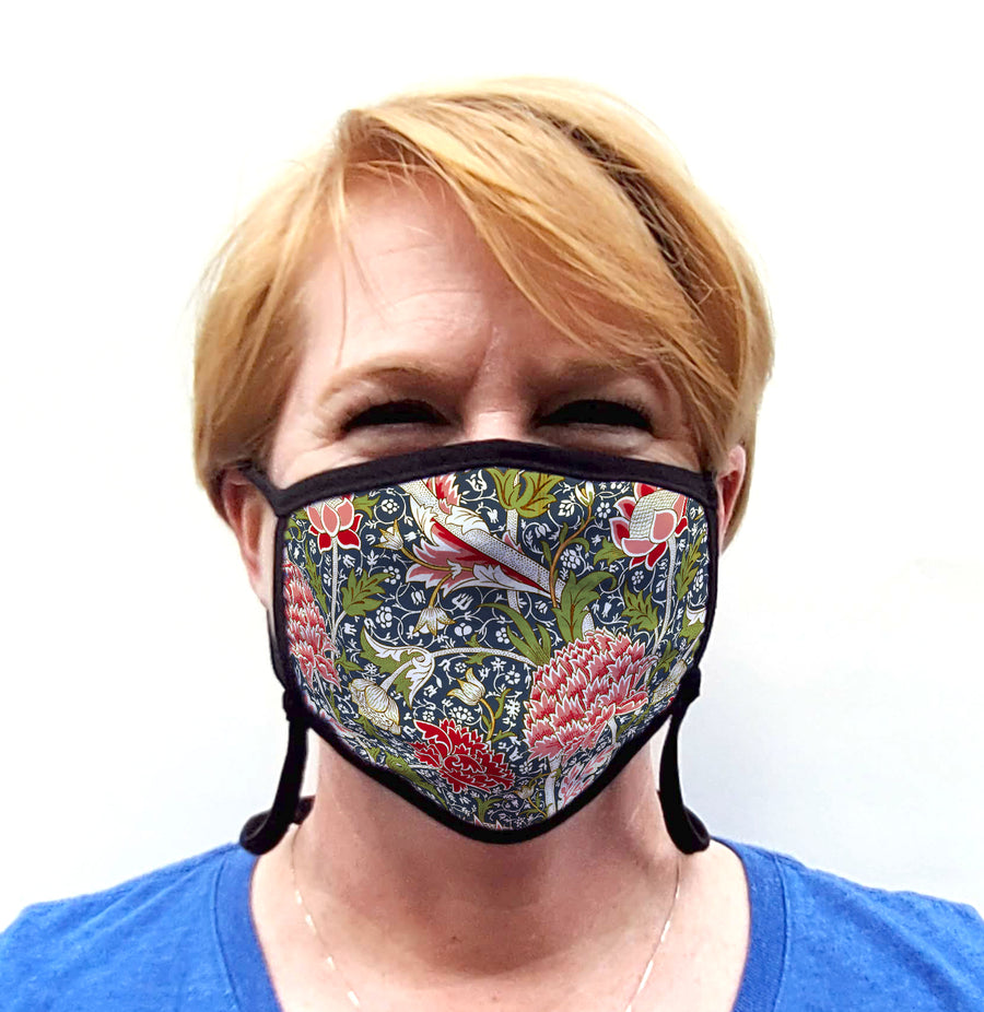 Buttonsmith William Morris Cray Adult Adjustable Face Mask with Filter Pocket - Made in the USA - Buttonsmith Inc.