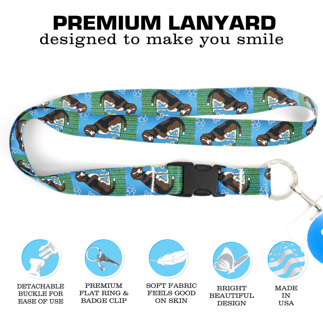 Buttonsmith Dog Premium Lanyard - with Buckle and Flat Ring - Based on Rebecca McGovern Art - Officially Licensed - Made in the USA - Buttonsmith Inc.