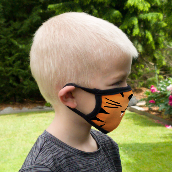 Buttonsmith Cartoon Tiger Face Adult Adjustable Face Mask with Filter Pocket - Made in the USA - Buttonsmith Inc.