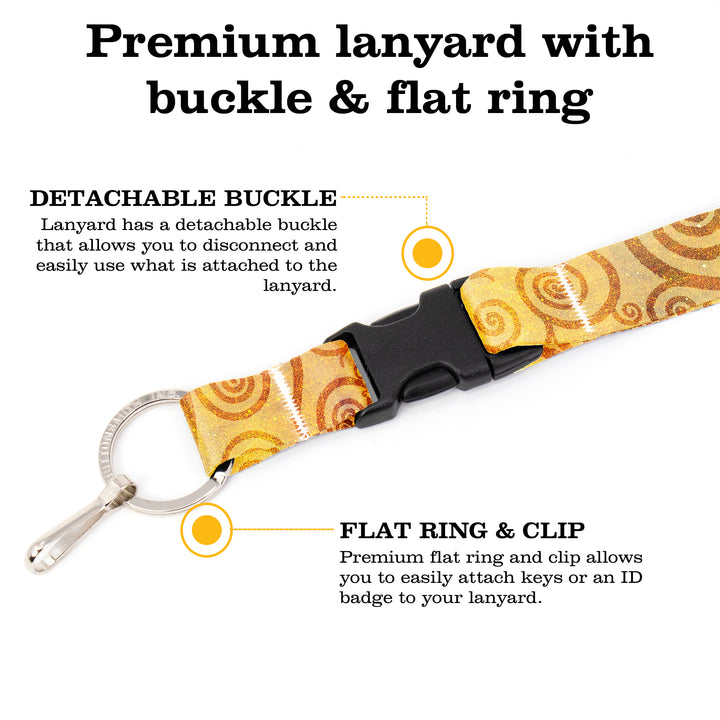 Buttonsmith Citrine Swirls Premium Lanyard - with Buckle and Flat Ring - Made in the USA - Buttonsmith Inc.