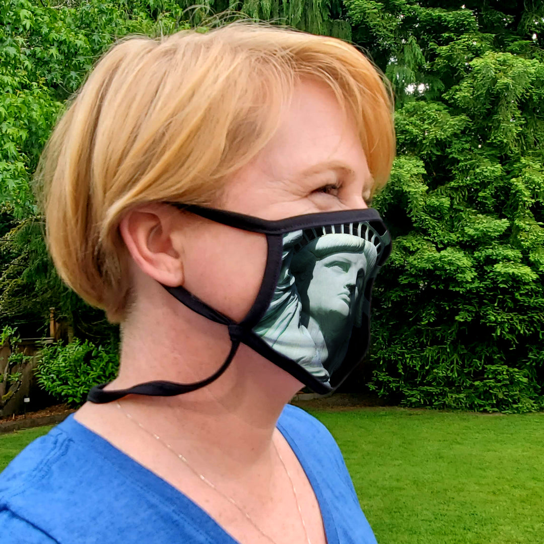 Buttonsmith Lady Liberty Adult Adjustable Face Mask with Filter Pocket - Made in the USA - Buttonsmith Inc.