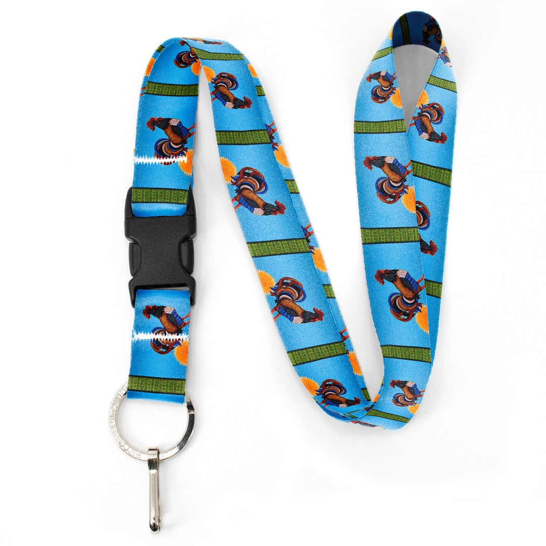 Buttonsmith Rooster Premium Lanyard - with Buckle and Flat Ring - Based on Rebecca McGovern Art - Officially Licensed - Made in the USA - Buttonsmith Inc.