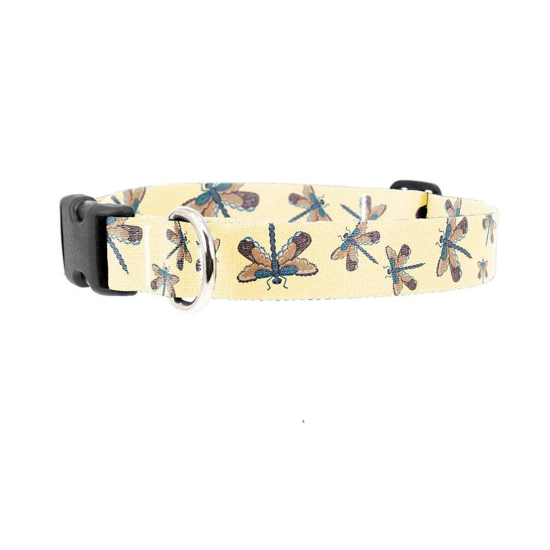 Buttonsmith McGovern Dragonflies - Cream Dog Collar - Made in the USA - Buttonsmith Inc.