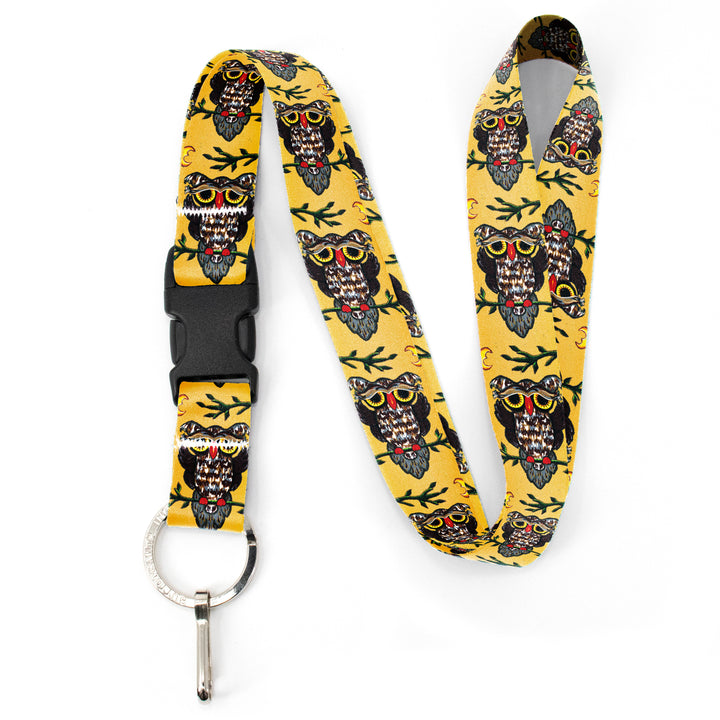 Buttonsmith Owl Premium Lanyard - with Buckle and Flat Ring - Based on Rebecca McGovern Art - Officially Licensed - Made in the USA - Buttonsmith Inc.