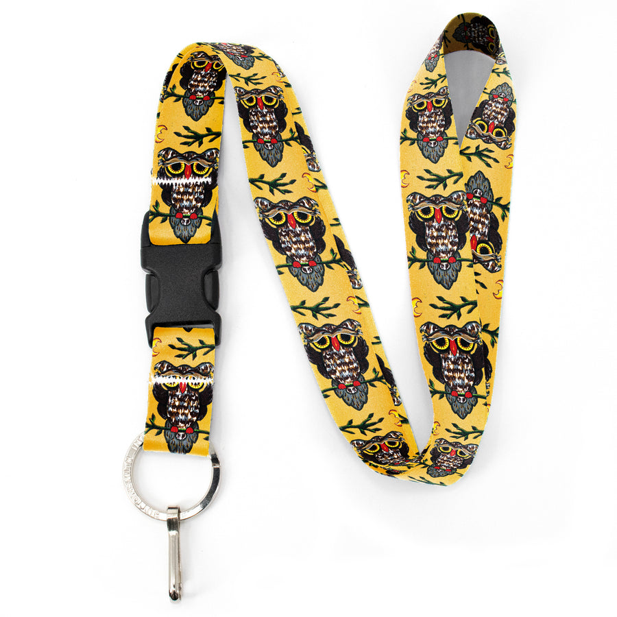 Buttonsmith Owl Premium Lanyard - with Buckle and Flat Ring - Based on Rebecca McGovern Art - Officially Licensed - Made in the USA - Buttonsmith Inc.