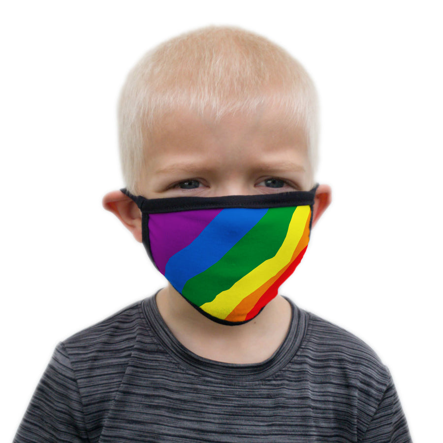 Buttonsmith Rainbow Flag Child Face Mask with Filter Pocket - Made in the USA - Buttonsmith Inc.