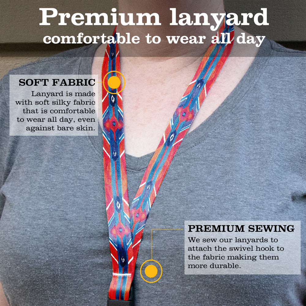 Buttonsmith Ikat Pattern Premium Lanyard - with Buckle and Flat Ring - Made in the USA - Buttonsmith Inc.