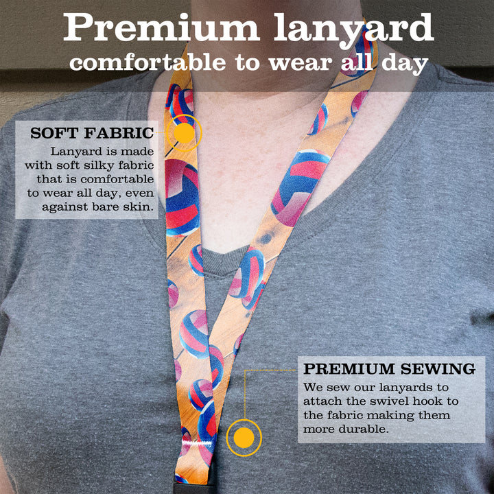 Buttonsmith Volleyball Premium Lanyard - with Buckle and Flat Ring - Made in the USA - Buttonsmith Inc.