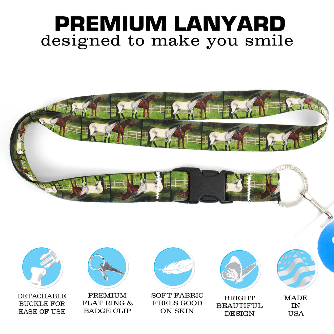 Buttonsmith Grace and Dice Premium Lanyard - with Buckle and Flat Ring - Based on Rebecca McGovern Art - Officially Licensed - Made in the USA - Buttonsmith Inc.