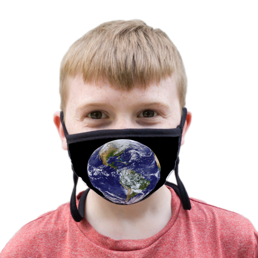 Buttonsmith Earth Youth Adjustable Face Mask with Filter Pocket - Made in the USA - Buttonsmith Inc.