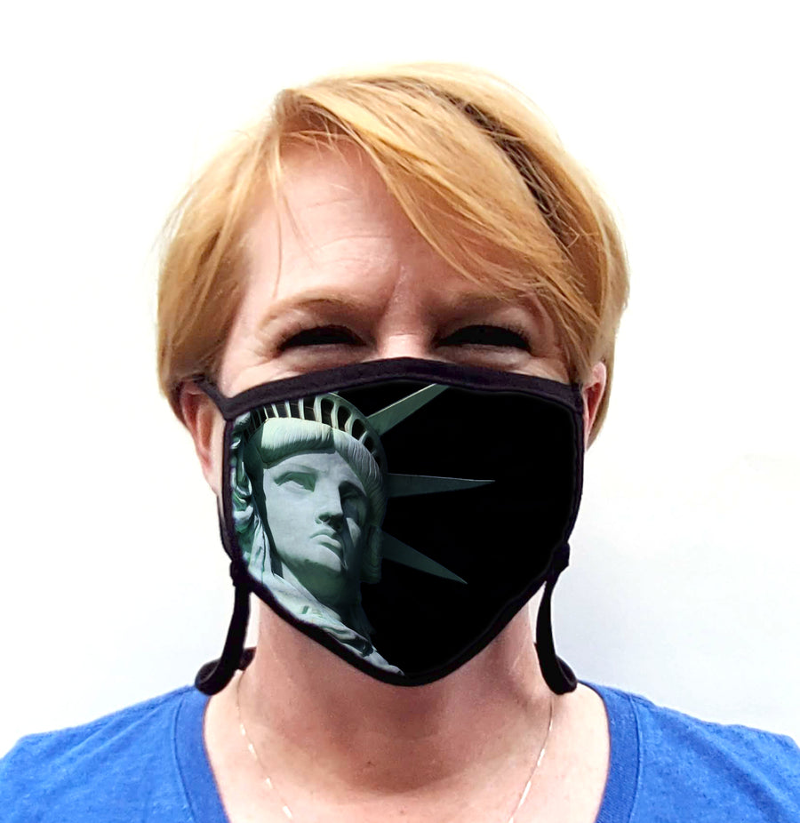 Buttonsmith Lady Liberty Adult Adjustable Face Mask with Filter Pocket - Made in the USA - Buttonsmith Inc.