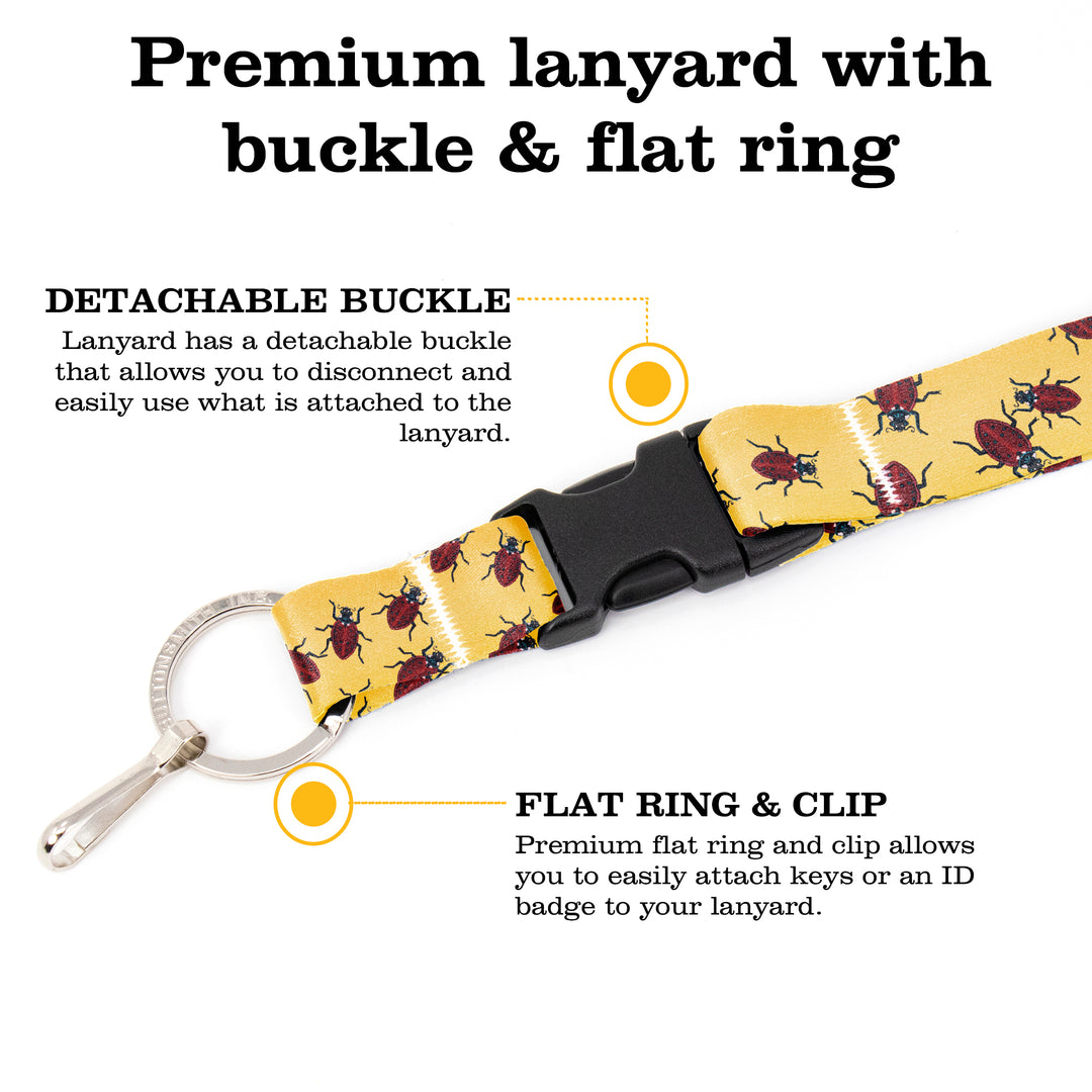 Buttonsmith Ladybugs Breakaway Lanyard - with Buckle and Flat Ring - Based on Rebecca McGovern Art - Officially Licensed - Made in the USA - Buttonsmith Inc.