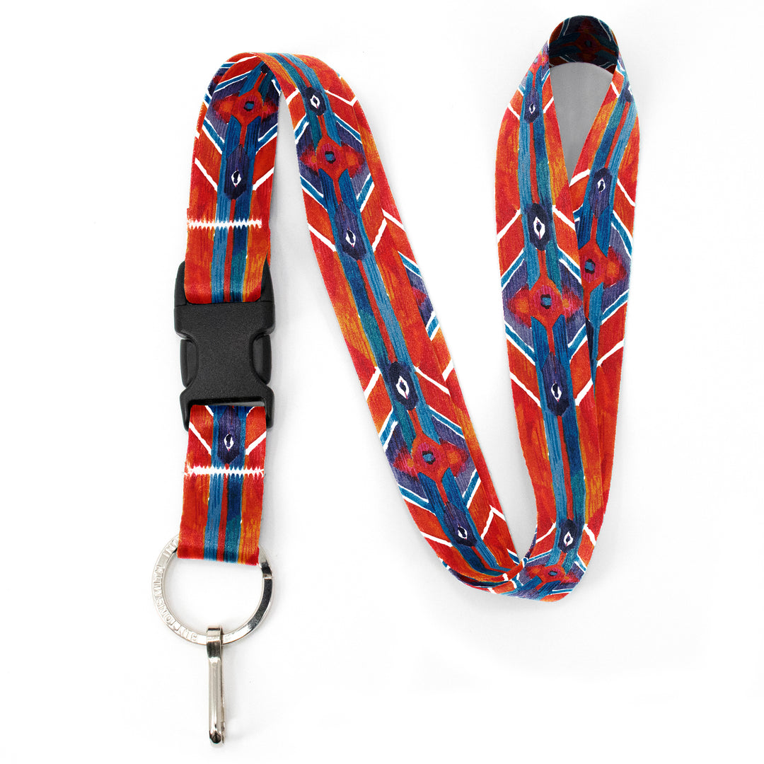 Buttonsmith Ikat Pattern Premium Lanyard - with Buckle and Flat Ring - Made in the USA - Buttonsmith Inc.